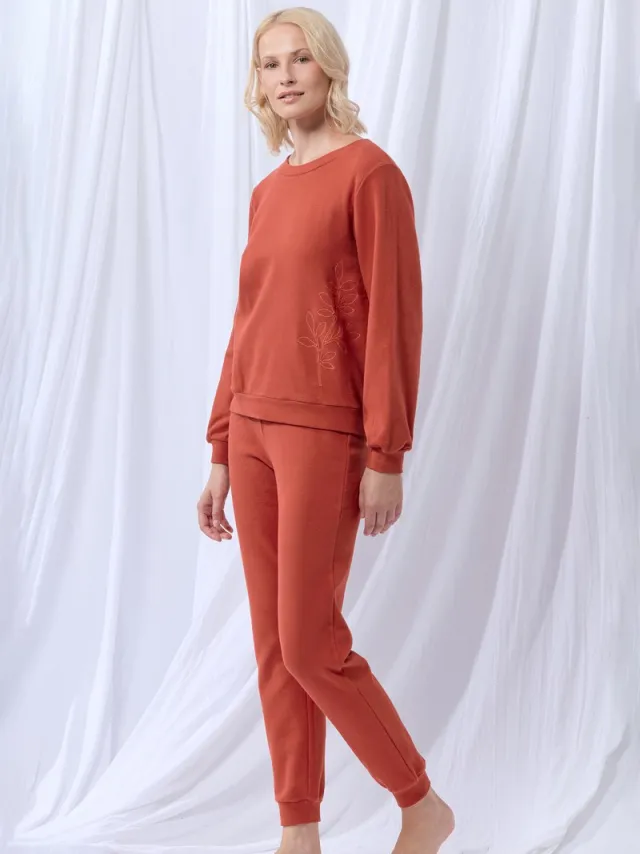 Woody Dames Pyjama Warm Roest Oranje