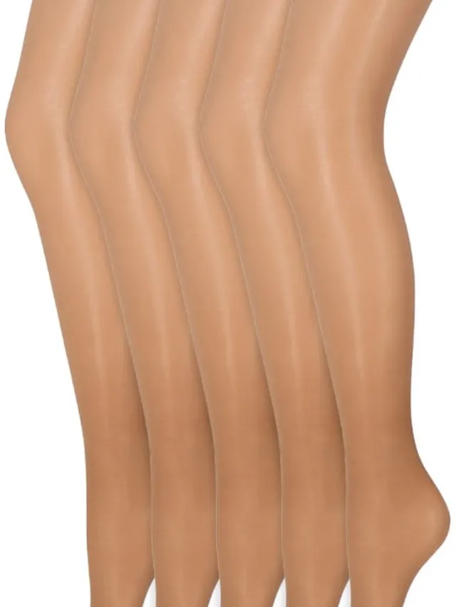 Marianne Zijdeglans Panty | Transparant van teen tot taille | 15 Denier | Merk: Marianne | Maat: S t/m XXXL | Kleur: Dore | 5 Paar Beige