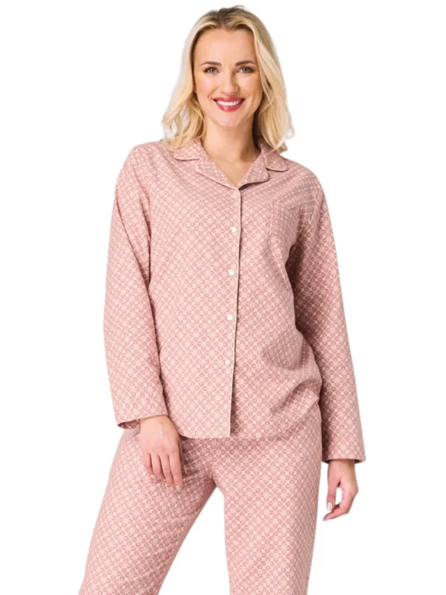 Key Flanellen Pyjama Dames Kaneel Etnoprint LNS 743 42 / Kaneelbruin