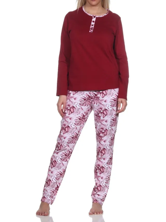 Normann Prachtige damespyjama met broek in bloemenprint - ook in oversize rot