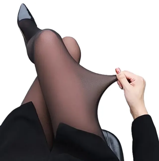 Cheaperito Nep Doorschijnende Panty I Hoge Taille I Elastische Slanke Panty I Leggings I One-XL I ideaal Voor Koude Dagen I Zwart