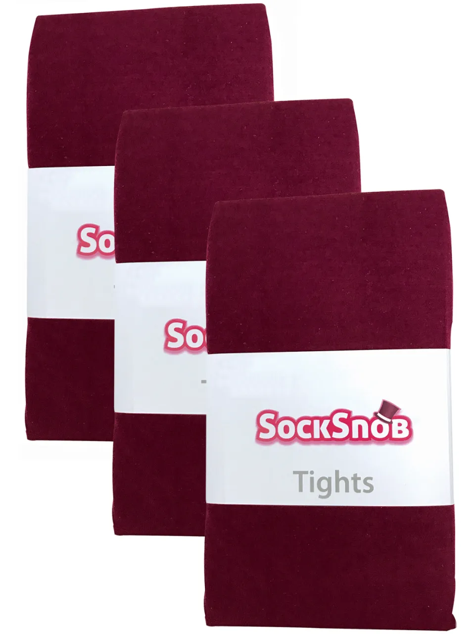Sock Snob 3 paar dames gekleurde ondoorzichtige 80 denier panty's - Bordeaux, foto 2