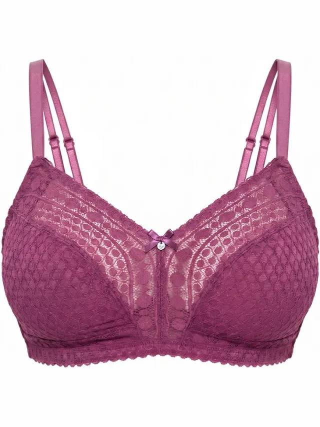 TruYou Dames - TRUYOU bralette zonder beugels zachte cups kant - Grijs magenta