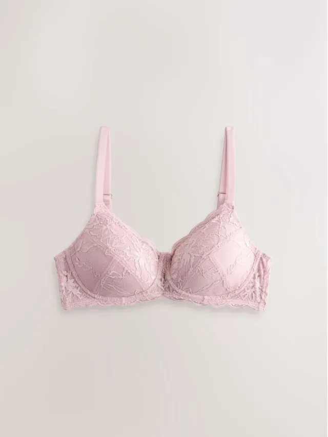 Next Dames - Beha met volledige ondersteuning, vulling, kant en zonder beugel - Roze Light Pink