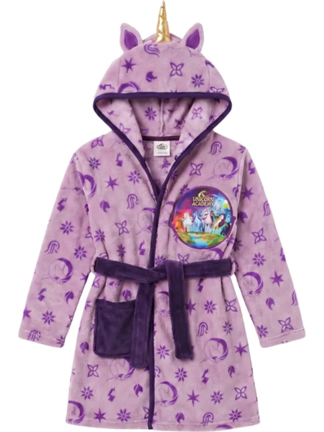 Unicorn Academy Badjas - Polyester - Paars