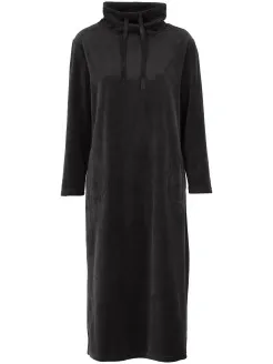Damella Velour Cosy Dress Zwart,Blauw