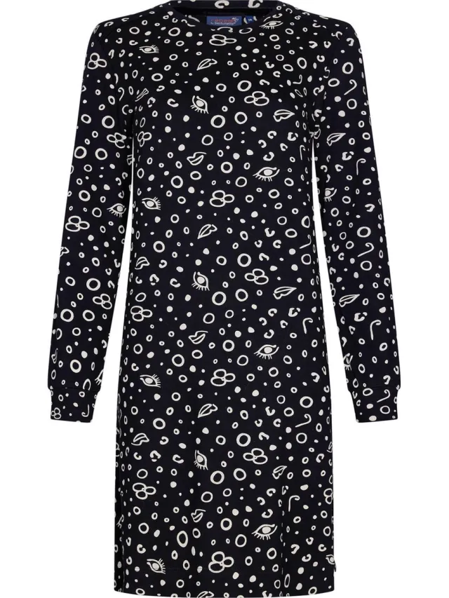Rebelle Dames Nachthemd Rebelle - Eye-nonic - Katoen Zwart