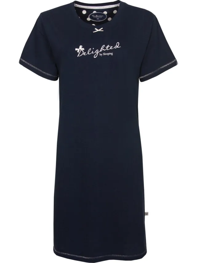 Tenderness Dames Nachthemd - Katoen - Donker Blauw