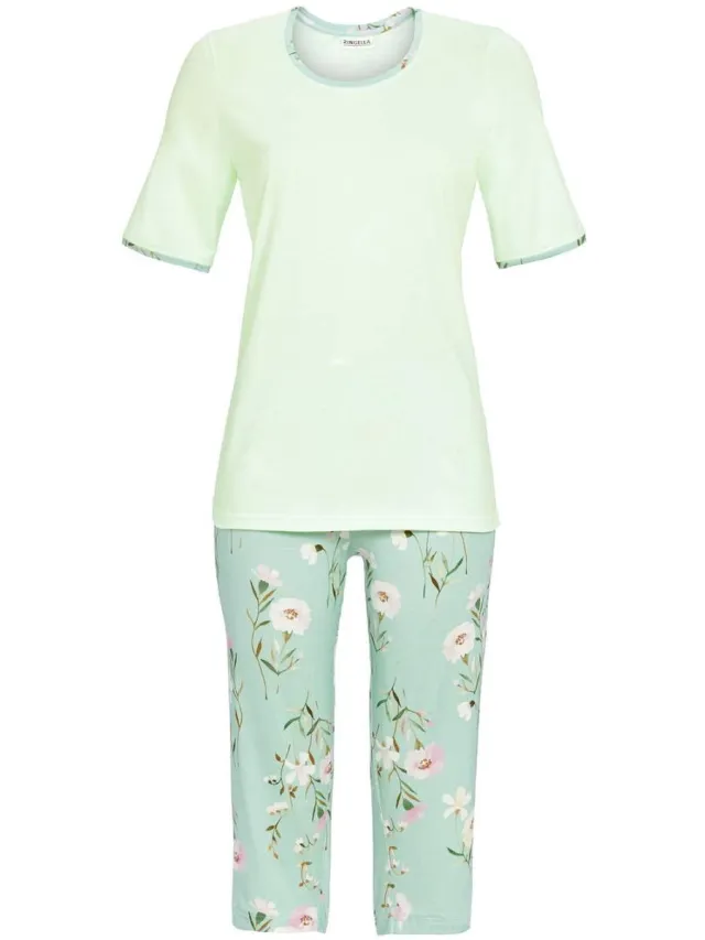 Ringella Bloemen pyjama Ringella groen - Groen - Maat - 38