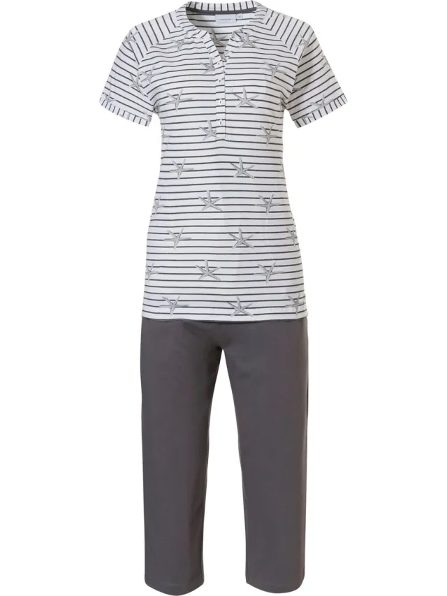 Pastunette Shells - Dames Pyjamaset - Wit/Grijs