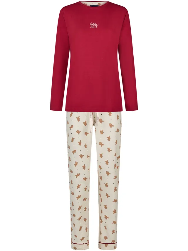 happy shorts Vrouwen Pyjama Christmas Bordeauxrood
