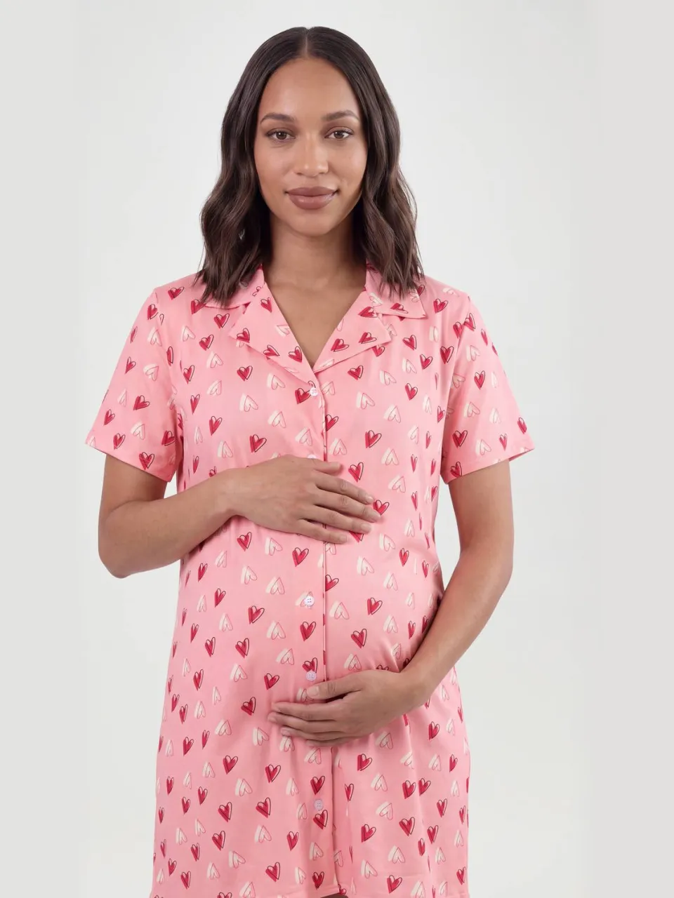 boohoo Dames Zwangerschaps Nachthemd Met Hartenprint roze, foto 3