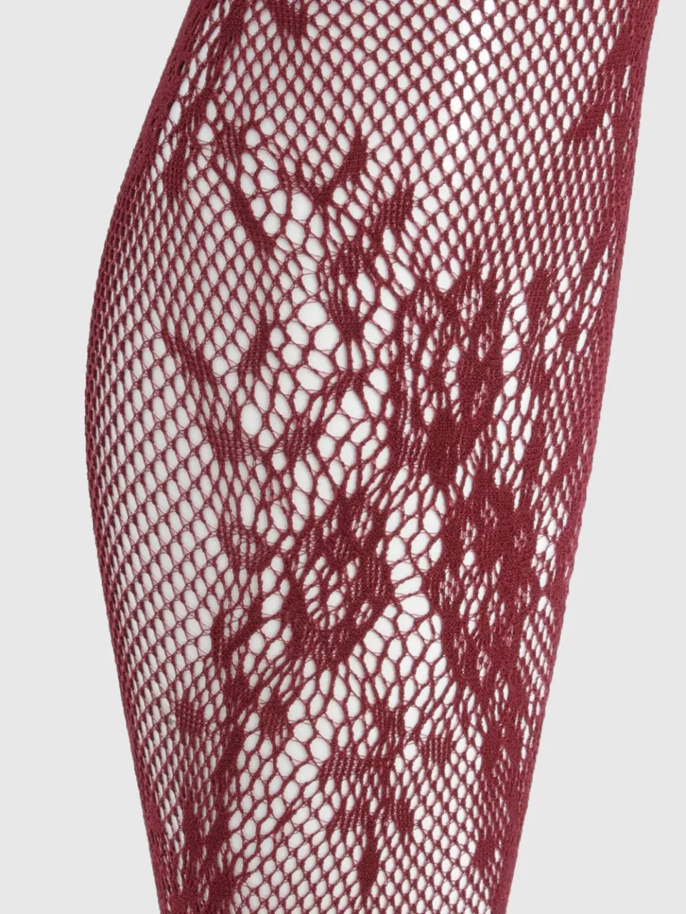boohoo Dames Donker bordeaux bloemenkant visnet panty's, foto 3