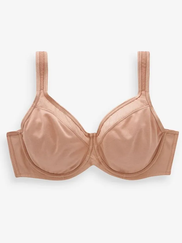 Next Dames - F-K katoenen minimiser beha met gewatteerde bandjes voor ultieme ondersteuning - Naturel Praline Nude