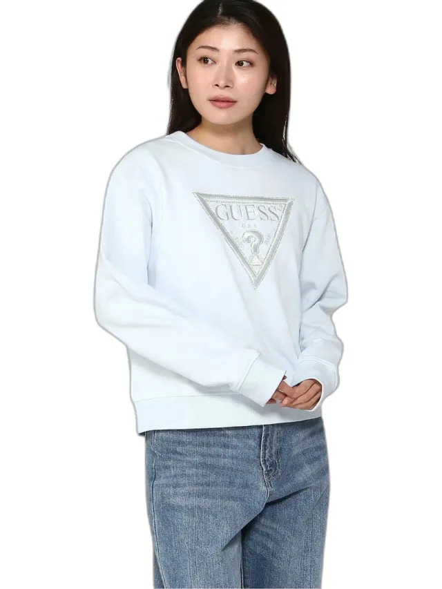 Guess Cn Lace Triangle Sweatshirt Blauw S Vrouw