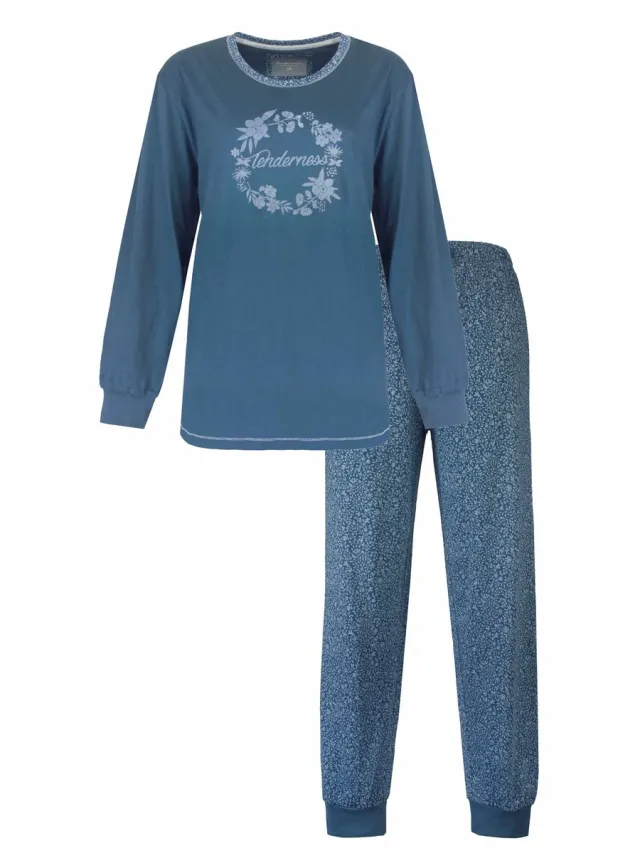 Tenderness Dames Pyjama - Lange Mouwen - Blauw
