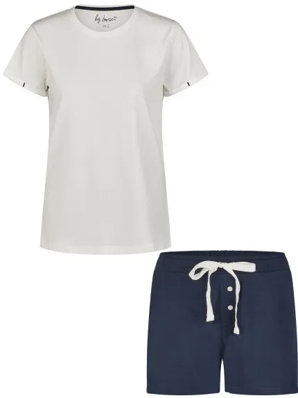 By Louise Essential dames korte pyjama set shortama off-white, foto 2