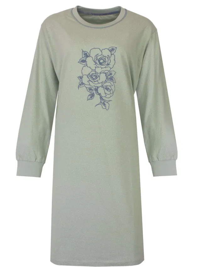 Tenderness Dames Nachthemd - Lange Mouwen - Licht Groen