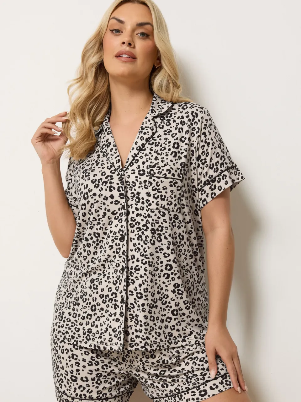 Yours Natuurbruine Luipaardprint Pyjamaset-56 Brown