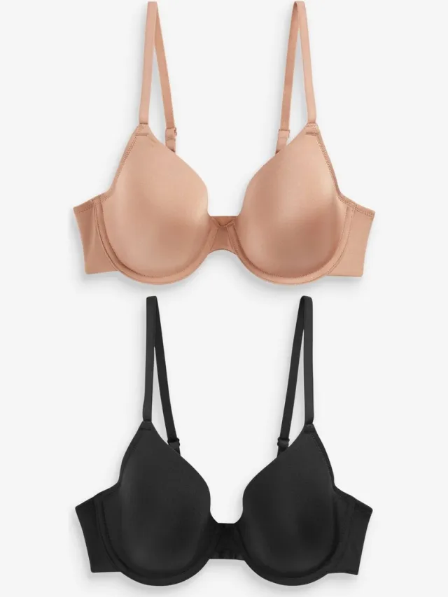 Next Dames - A-E Afvlakkende Ultimate Comfort Beha's 2 Verpakking - Zwart Black/Praline Nude