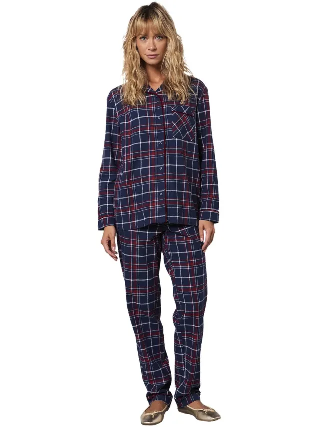 Envie de Fraise Flanellen damespyjama capsulecollectie familie Kerst ENVIE DE FRAISE bordeauxrood