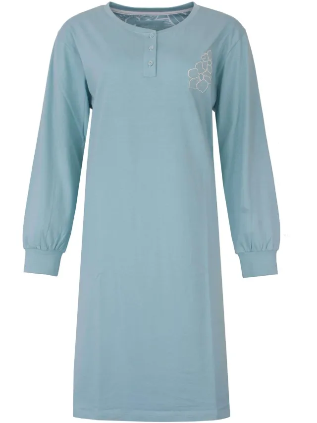 Tenderness Dames Nachthemd - Lange Mouwen - Licht Blauw
