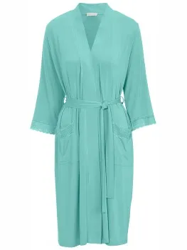 Damella Viscose Plain Lace Robe Blauw,Zwart,Beige,Wit,Groen,Rood