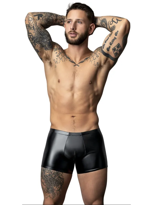 Male Power Wetlook Pouch Short - S - Zwart