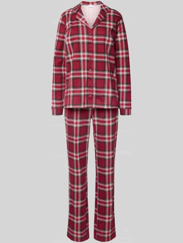 Lascana Pyjama met reverskraag Rood