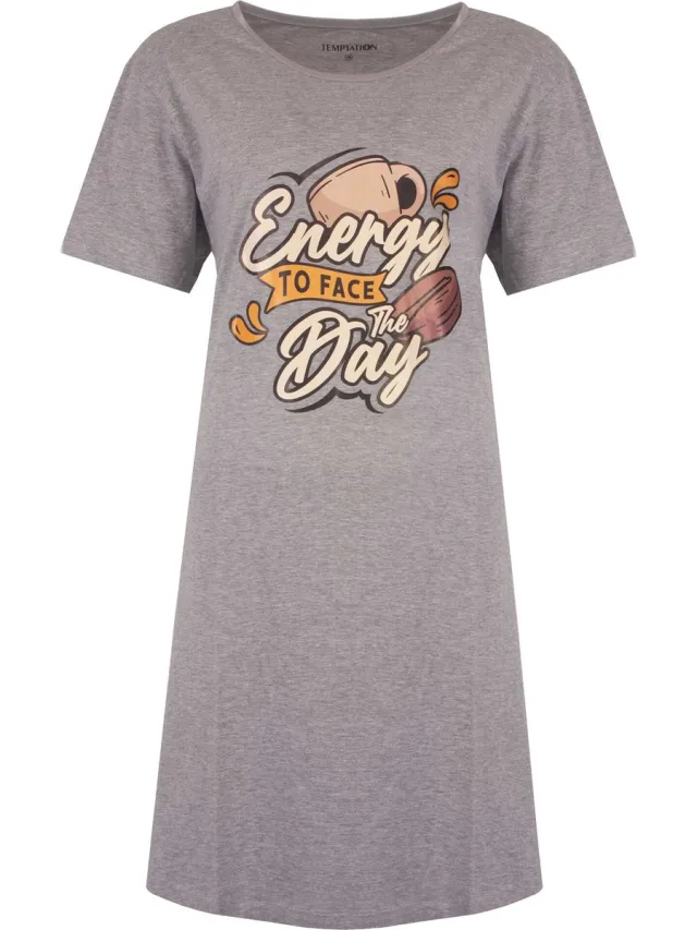 Temptation Dames Nachthemd - Big Shirt - Grijs Melange