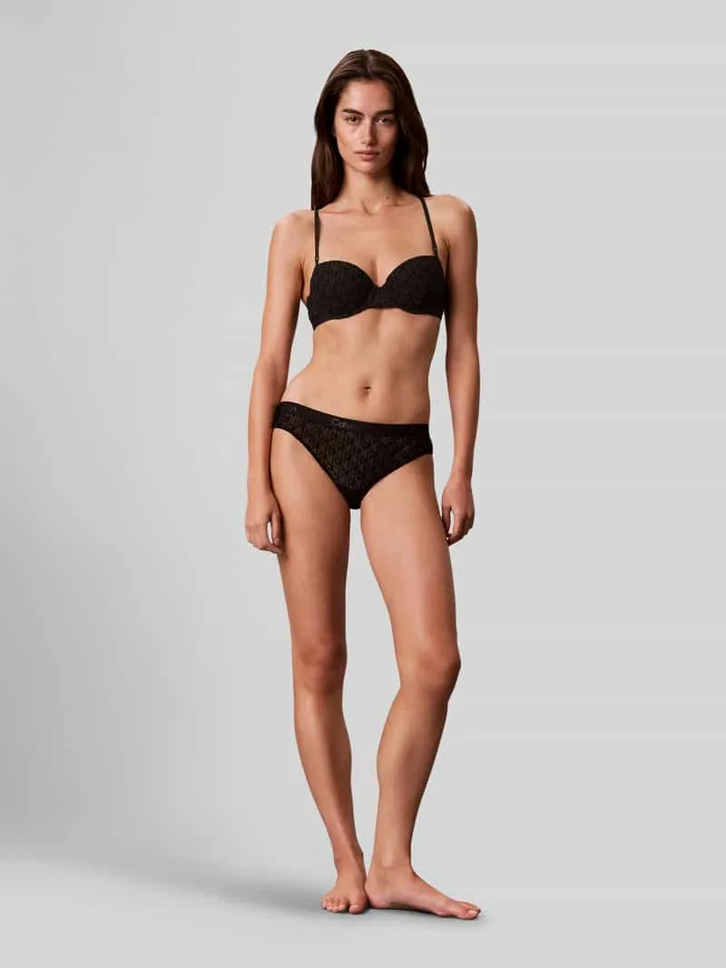 Calvin Klein Slip met semi-transparant met mesh Zwart