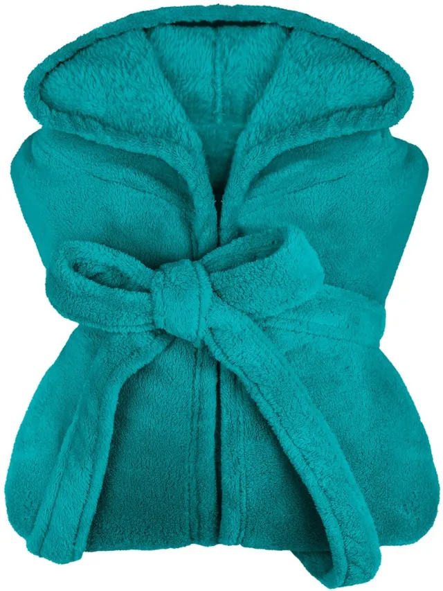 Unyqoos Zachte unisex badjas met capuchon in diverse kleuren en maten petrol