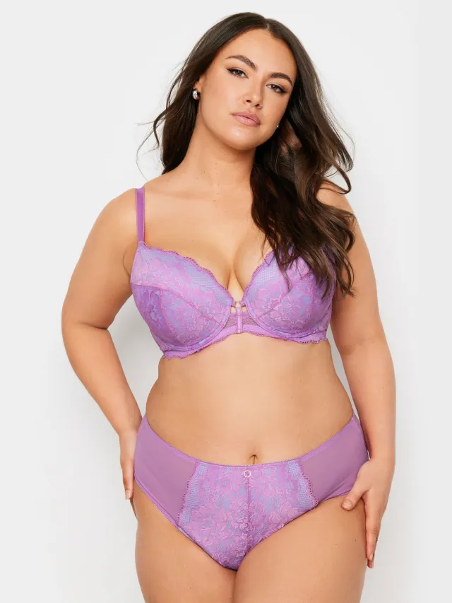 Yours Voorgevormde Bh Met Bloemenkant En Beugel In Lila Purple