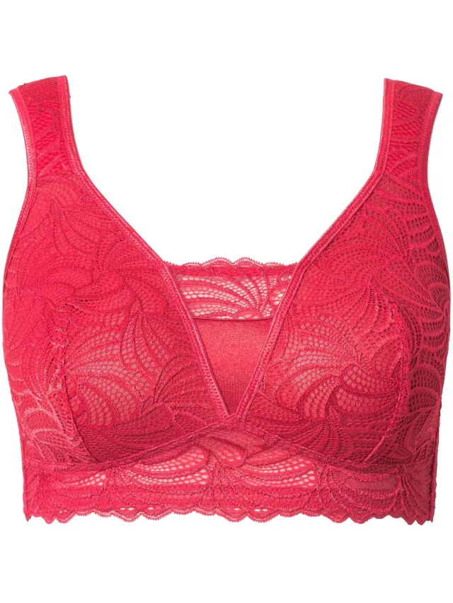 Ulla Popken Dames - Bralette kant zonder beugel - Magenta
