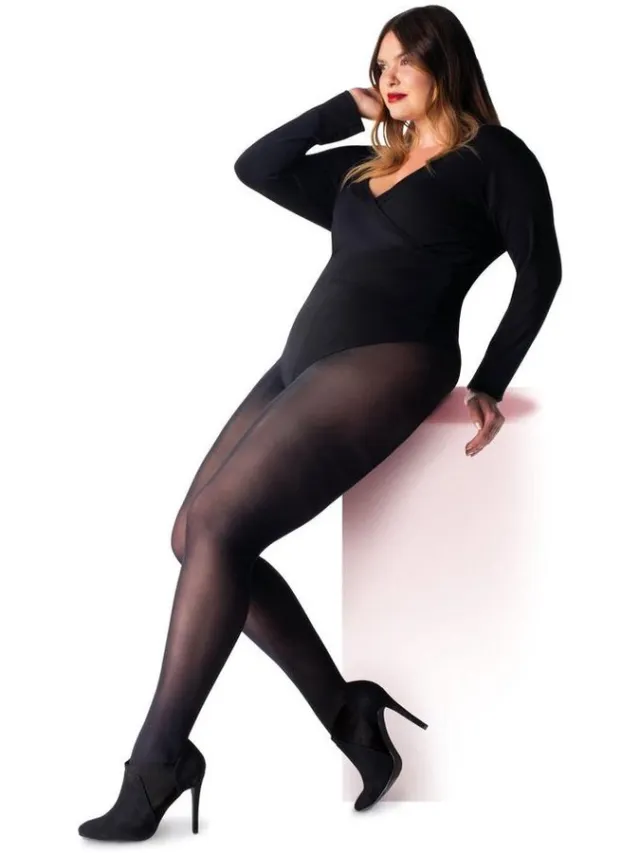 Pretty Polly Panty - Curves - Cooling - Opaque - Maatje Meer - Grote Maten - Plus Size - Dikke Panty - 70Den. - 2XL - Zwart