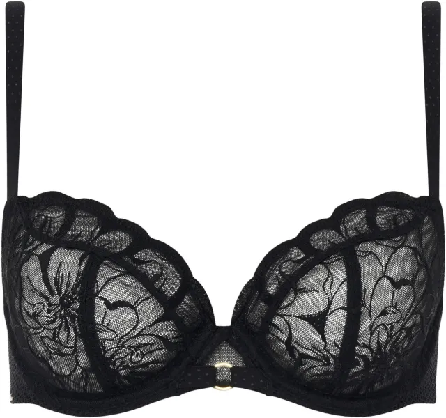 ESOTIQ Bloemen Chantelle - Beha - Zwart - 80F - Geborduurd kant