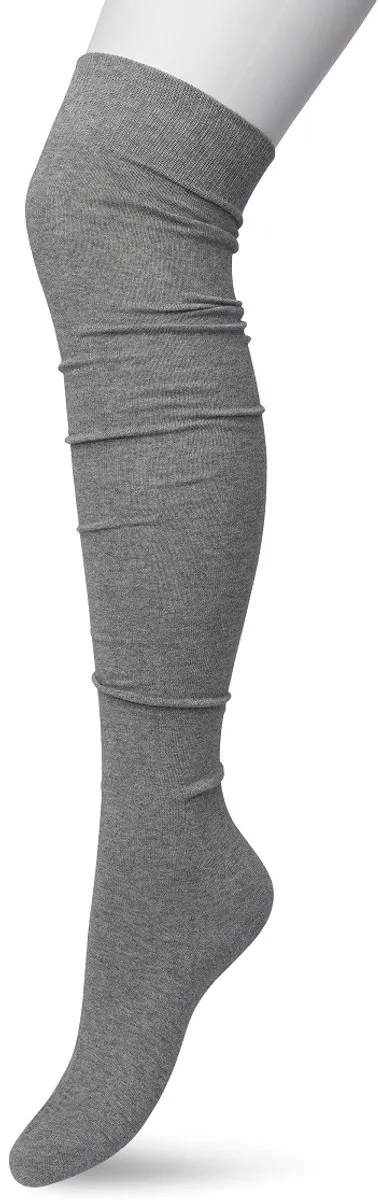 Bonnie Doon Overknee Kousen Licht Grijs Dames - Overknee Sokken - Over de knie - Katoen - Gladde Naden - Extra Comfortabel - Maximaal Draagcomfort - Warm - Overknees - Kniekousen - Lichtgrijs - Gemeleerd - Light Grey Heather - P53496.107