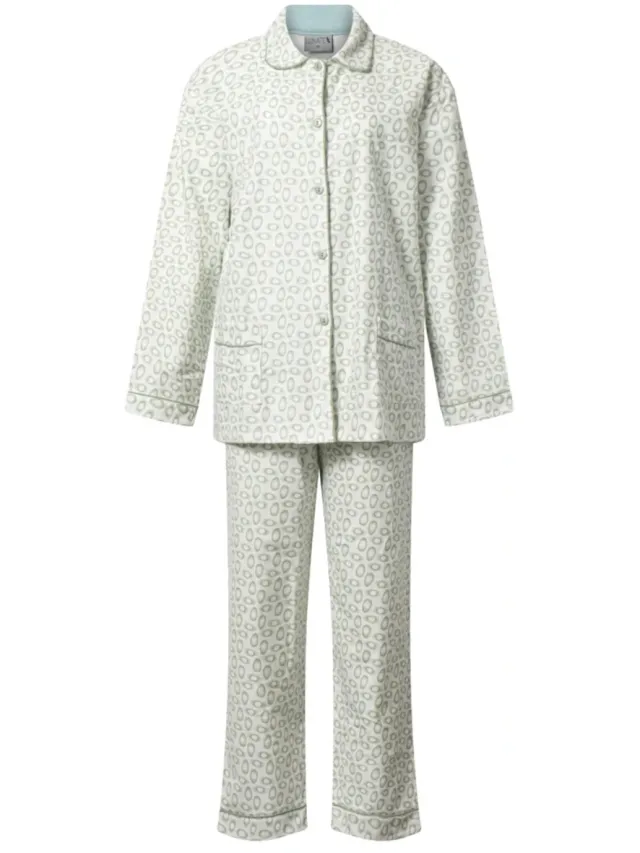 Lunatex klassieke dames pyjama 641977 - flanel - green egg Groen