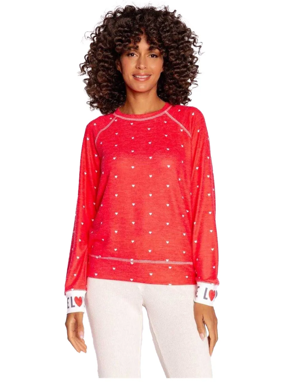 PJ Salvage Dames/Dames Loved Hearts Relaxed Fit Raglan Pullover (Rood), foto 2