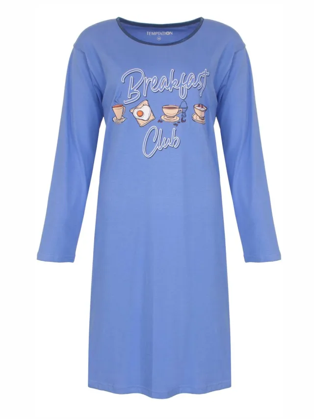 Temptation Dames Nachthemd - Bigshirt - Blauw