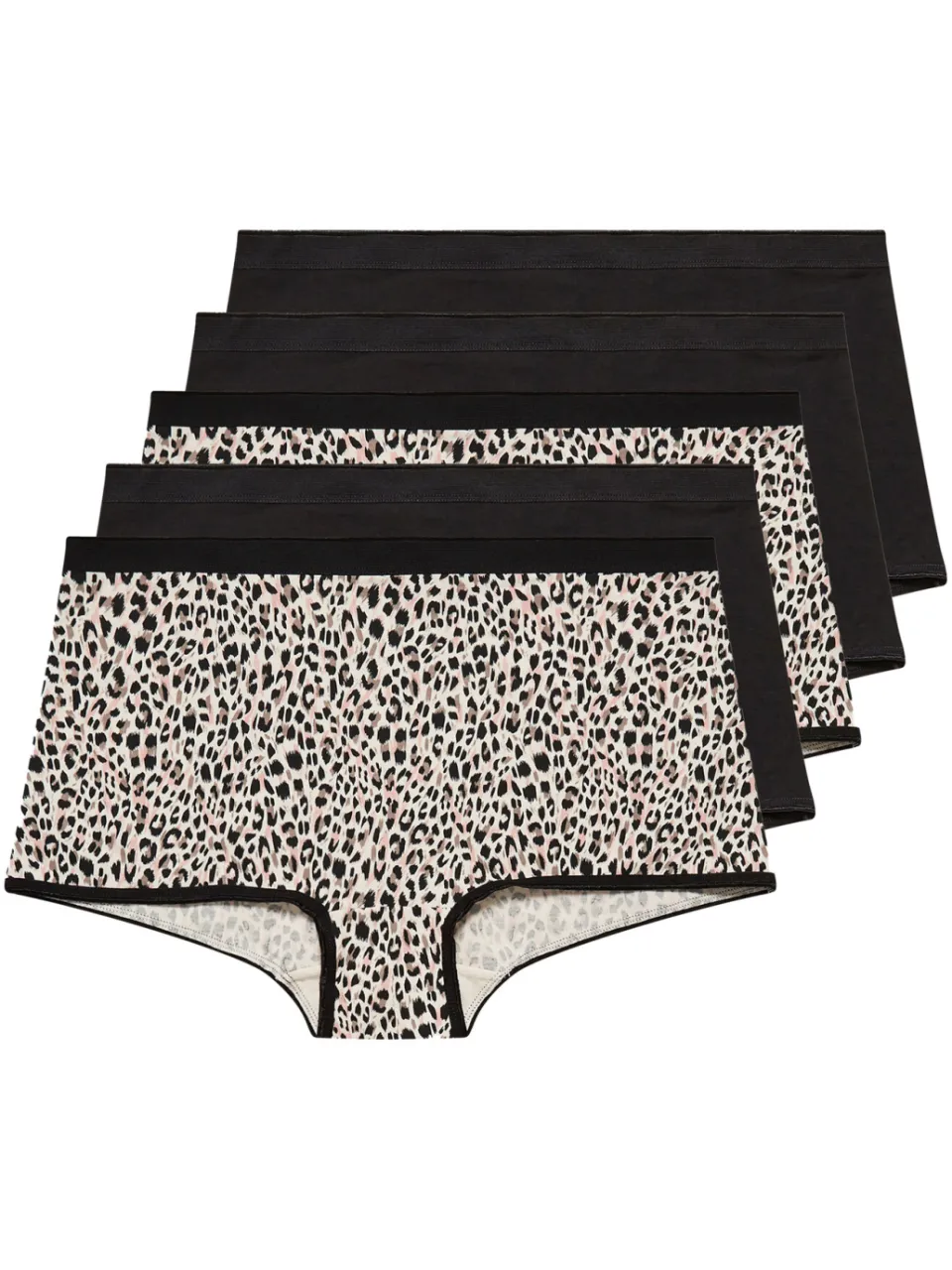 Yours 5 Pack Tailleslips Van Katoenmix Met Dierenprint In Beige/Zwart-56, foto 5