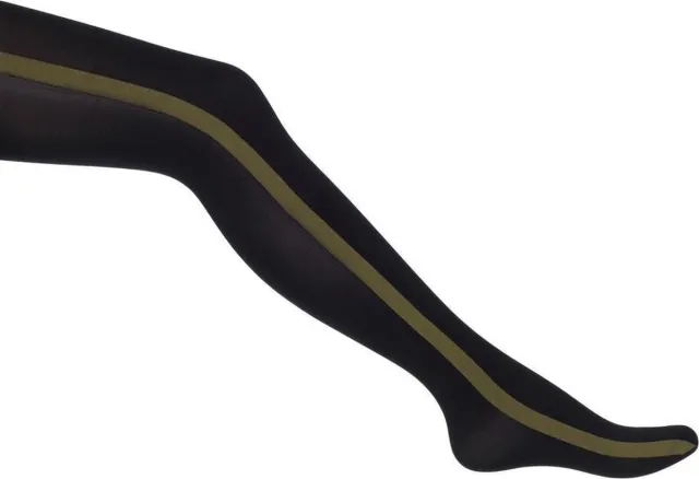 Bonnie Doon Dames - Panty's - Uniform Stripe Tights - Zwart/Olijf Groen - M (38/40) Zwart/Olijf Groen/Olive