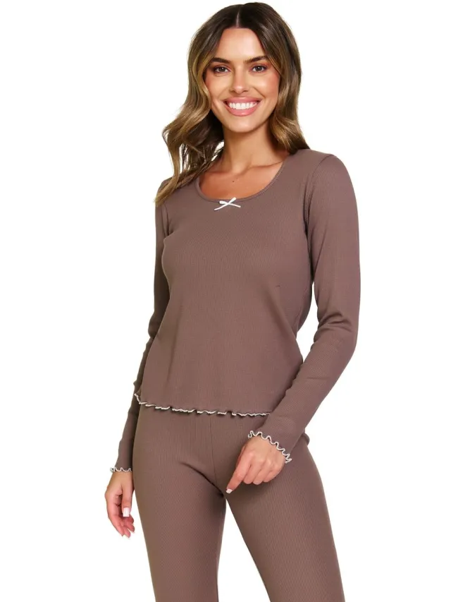 Doctor Nap Dames Pyjama Mocha Mousse PM.7304 40 / Bruin