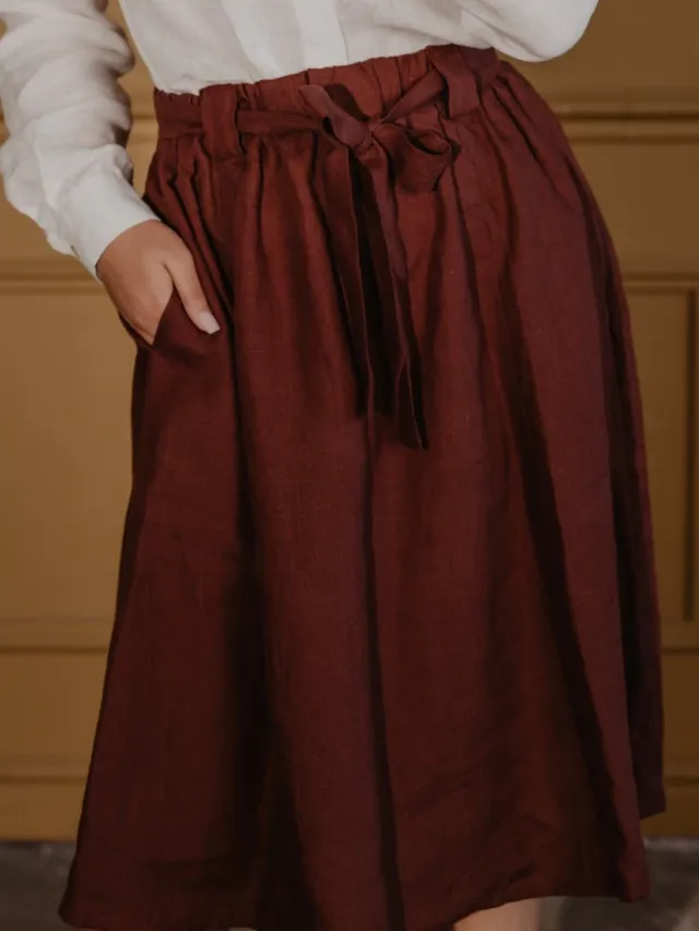 AmourLinen dames vegan Midirok Bergen Terracotta, foto 2