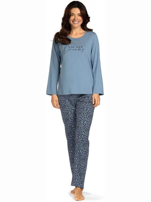 Comtessa Dames Pyjama 'Live Your Dreams' Blue Blauw