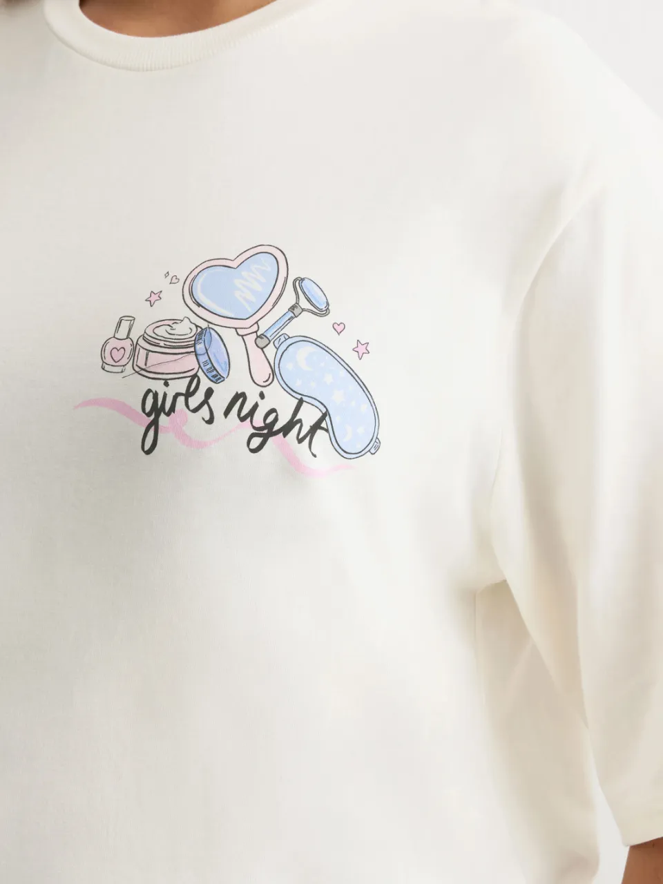 Yours Ivoorwitte 'Girls Night' Pyjamaset Met Stippen-42, foto 5