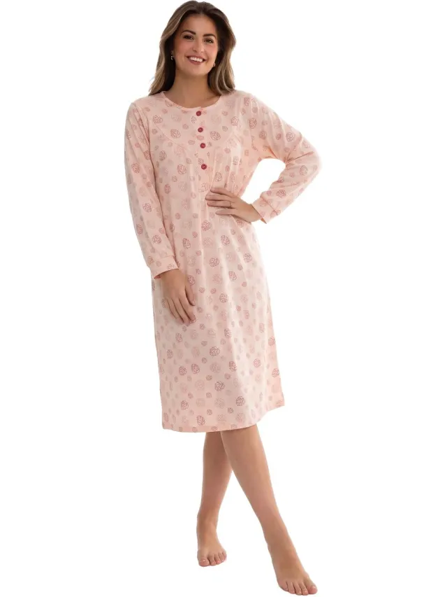 Cocodream Quality Cocodream Nachthemd 'Gunera Roze' - Dames Nachtmode - Lange Mouw - Roze