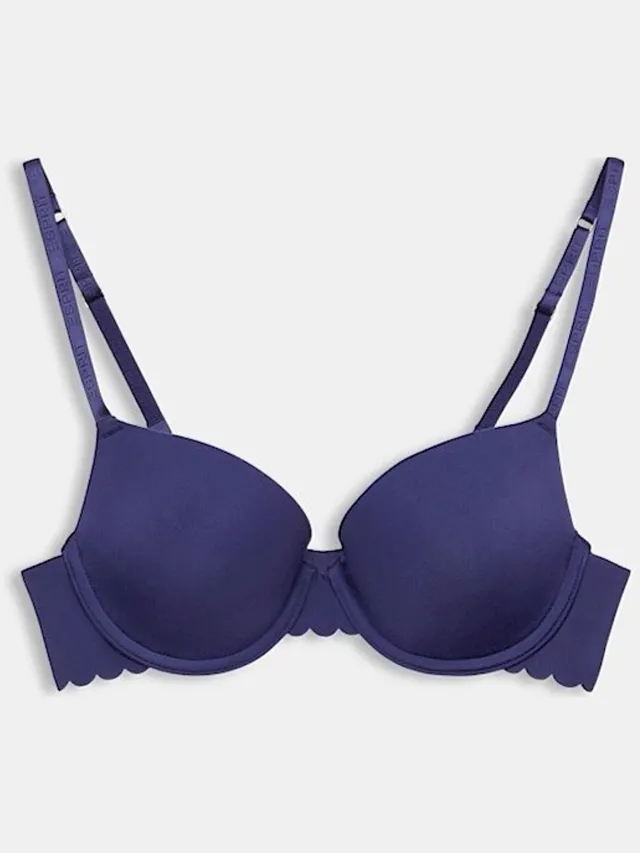 Esprit Dames BH - 80B – Voorgevormd met Beugel – Donkerblauw – Geschulpte Rand Donker Blauw