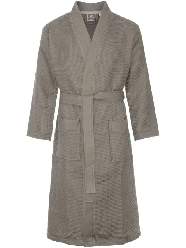 Badrock Wafel badjas voor sauna taupe L - sauna badjas unisex - biologisch katoen - wafel badjas taupe - Oeko-Tex