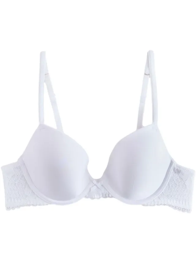 Next Dames - A-E Licht gewatteerde plunge-bh met gladmakende cups en kanten zijkanten - Wit White